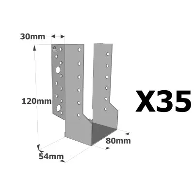 Sabots à ailes extérieures, gamme SBE ECONOMIQUE (épaisseur 1,5mm, profondeur 55mm) - Réf. SBE80/120_35