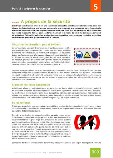 Extrait de la rubrique préparer le chantier