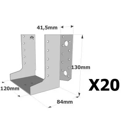 Sabots à ailes extérieures, gamme SAE CLASSIQUE (épaisseur 2mm, profondeur 84mm) - Réf. SAEL380/120/2_20