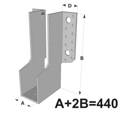Grands sabots à ailes extérieures, gamme GLE ECONOMIQUE (développé 300mm, épaisseur 4mm, profondeur 90mm) - Réf. GLE440/100/4