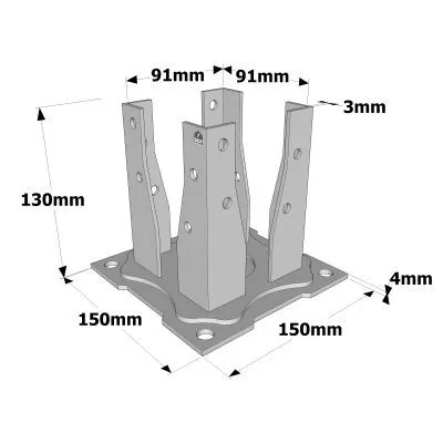 Pied de poteau carré de jardin à boulonner - Réf. AG527P