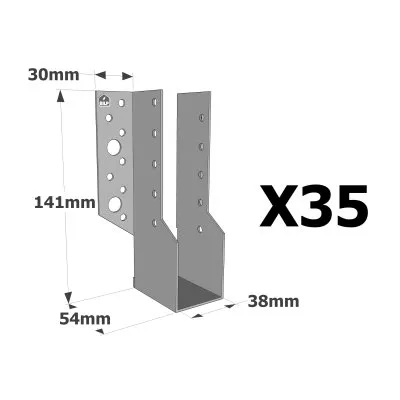 Sabots à ailes extérieures, gamme SBE ECONOMIQUE (épaisseur 1,5mm, profondeur 55mm) - Réf. SBE38/141_35
