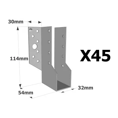 Sabots à ailes extérieures, gamme SBE ECONOMIQUE (épaisseur 1,5mm, profondeur 55mm) - Réf. SBE32/114_45