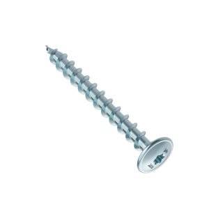 Vis à tête ronde large en métal, filet total, couleur argentée, utilisée pour le montage et la fixation.