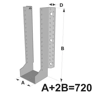 Grands sabots à ailes extérieures, gamme GLE ECONOMIQUE (développé 720mm, épaisseur 2.5mm, profondeur 90mm) - Réf. GLE720/2.5X