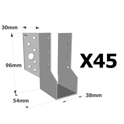 Sabots à ailes extérieures, gamme SBE ECONOMIQUE (épaisseur 1,5mm, profondeur 55mm) - Réf. SBE38/96_45