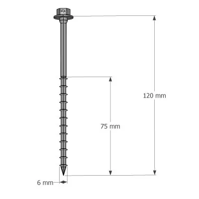 Vis connecteurs acier sur bois, SSH6.0X120 - Réf. 75133