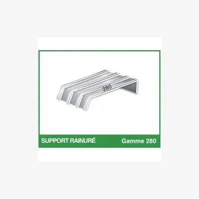 Support rainuré - Gamme 280 - Aluminium brut rainuré de 80 x 4.5mm - Réf. PRP-280