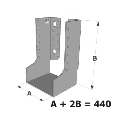 Grands sabots à ailes intérieures, gamme GLI ECONOMIQUE (développé 440mm, épaisseur 2.5mm, profondeur 90mm) - Réf. GLI440/2.5X