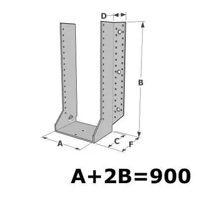 Grands sabots à ailes extérieures, gamme GSE CLASSIQUE (épaisseur 4mm, profondeur 110mm) - Réf. GSE900/4X-AL