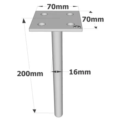 Pieds de poteau à sceller simple platine - Réf. PPSP70