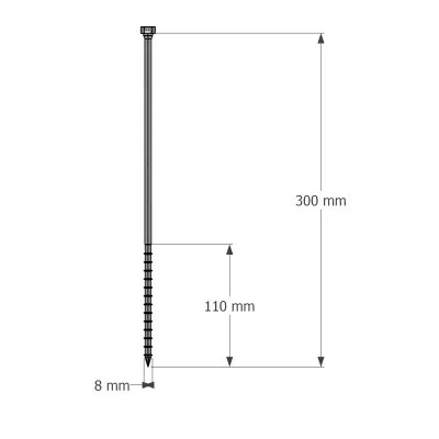 Vis connecteurs acier sur bois, SSH8.0X300 - Réf. 75148