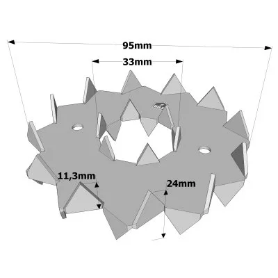 Crampon Bulldog double denture C1, C3 et C5 - Réf. C1-95G-B