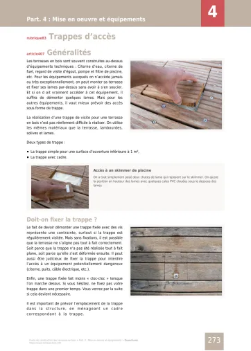 Extrait de la rubrique trappes d’accès