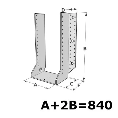 Grands sabots à ailes extérieures, gamme GSE CLASSIQUE (épaisseur 4mm, profondeur 110mm) - Réf. GSE840/4X-AL