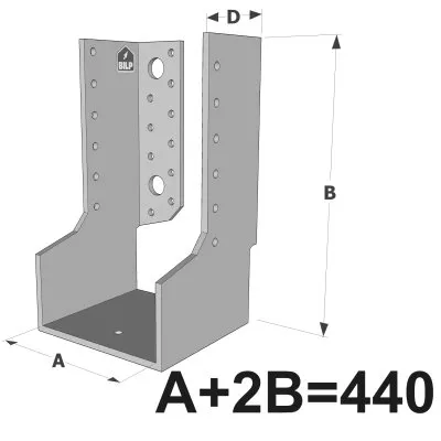 Grands sabots à ailes intérieures, gamme GLI ECONOMIQUE (développé 440mm, épaisseur 4mm, profondeur 90mm) - Réf. GLI440/4X