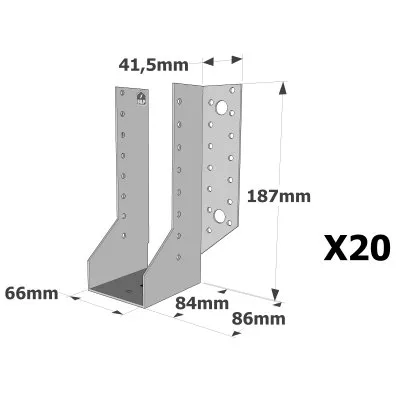 Sabots à ailes extérieures, gamme SAE CLASSIQUE (épaisseur 2mm, profondeur 84mm) - Réf. SAE440/66/2_20