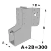 Grands sabots à ailes extérieures, gamme GLE ECONOMIQUE (développé 300mm, hauteur 134mm, épaisseur 4mm, profondeur 90mm) - Réf. GLE300/32/4