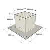 Dimensions du support de poteau SUNDIY Blanc RAL9010 - Largeur intérieur 120mm
