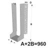 Grands sabots à ailes extérieures, gamme GLE ECONOMIQUE (développé 960mm, épaisseur 2.5mm, profondeur 90mm) - Réf. GLE960/2.5X-AL