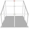 Emplacement du connecteur SUNDIY 120 mm, à 4 directions, forme T3, avec une pente de 20°, coloris blanc RAL 9010, sur une pergola