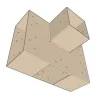 Illustration en perspective du connecteur SUNDIY beige sable - 240mm en T (2) avec 3 directions