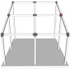 Emplacement du connecteur SUNDIY 120 mm, à 4 directions, forme T4, avec une pente de 20°, coloris Gris Taupe RAL 7006, sur une pergola