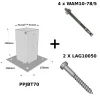 Pied de poteau carré à boulonner - Finition GALVANISEE - Réf. KIT FIX PPJBT 70