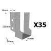 Sabots à ailes extérieures, gamme SBE ECONOMIQUE (épaisseur 1,5mm, profondeur 55mm) - Réf. SBE70/125_35