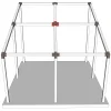 Emplacement du connecteur SUNDIY 120 mm, à 5 directions, forme +, avec une pente de 20°, coloris Gris Taupe RAL 7006, sur une pergola