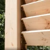 Gros plan des mécanismes SUNDIY XL coloris RAL 8011 avec lames en bois Douglas