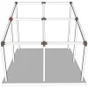 Emplacement du connecteur SUNDIY 120 mm, à 4 directions, forme T2, avec une pente de 20°, coloris Gris Taupe RAL 7006, sur une pergola