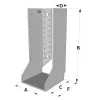 Grands sabots à ailes intérieures, gamme GSI CLASSIQUE (épaisseurs 4mm, profondeur 110mm) - Réf. GSI600/4X-AL