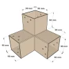 Dimensions du connecteur SUNDIY Blanc RAL 9010 - 90mm à 3 directions - Forme L
