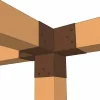 Vue détaillée de l'utilisation du connecteur SUNDIY Corten RAL 8011 - 90mm à 4 directions en forme de T