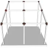 Emplacement du connecteur SUNDIY 120 mm, à 4 directions, forme T2, avec une pente de 20°, coloris Corten RAL 8011, sur une pergola