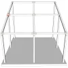 Emplacement du connecteur SUNDIY 120 mm, à 4 directions, forme T2, avec une pente de 20°, coloris blanc RAL 9010, sur une pergola