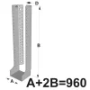 Grands sabots à ailes intérieures, gamme GLI ECONOMIQUE (développé 960mm, épaisseur 2.5mm, profondeur 90mm) - Réf. GLI960/2.5X-AL