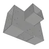 Illustration en perspective du connecteur SUNDIY gris aluminium RAL 9006 - 240mm en T (2) avec 3 directions