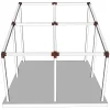Emplacement du connecteur SUNDIY 120 mm, à 4 directions, forme T1, avec une pente de 20°, coloris Corten RAL 8011, sur une pergola
