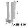 Grands sabots à ailes extérieures, gamme GLE ECONOMIQUE (développé 840mm, épaisseur 2.5mm, profondeur 90mm) - Réf. GLE840/2.5X