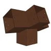 Emplacement du connecteur SUNDIY 120 mm, à 4 directions, forme T1, avec une pente de 20°, coloris Corten RAL 8011, sur une pergola