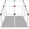 Emplacement du connecteur SUNDIY 120 mm, à 5 directions, forme +, avec une pente de 20°, coloris Corten RAL 8011, sur une pergola