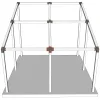 Emplacement du connecteur SUNDIY 120 mm, à 4 directions, forme T1, avec une pente de 20°, coloris Gris Taupe RAL 7006, sur une pergola
