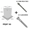 Pied de poteau carré à boulonner - Finition GALVANISEE - Réf. KIT FIX PPJBT 90