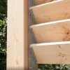 Gros plan des mécanismes SUNDIY XL coloris RAL 7006 avec lames en bois Douglas