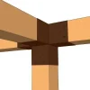 Vue détaillée de l'utilisation du connecteur SUNDIY Corten RAL 8011 - 120mm à 4 directions en forme de T