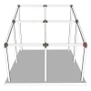 Emplacement du connecteur SUNDIY 120 mm, à 3 directions, Forme L4, avec une pente de 20°, coloris Gris Taupe RAL 7006, sur une pergola