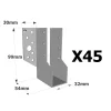 Sabots à ailes extérieures, gamme SBE ECONOMIQUE (épaisseur 1,5mm, profondeur 55mm) - Réf. SBE32/99_45