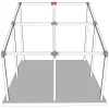 Emplacement du connecteur SUNDIY 120 mm, à 4 directions, forme T3, avec une pente de 20°, coloris Gris aluminium RAL 9006, sur une pergola